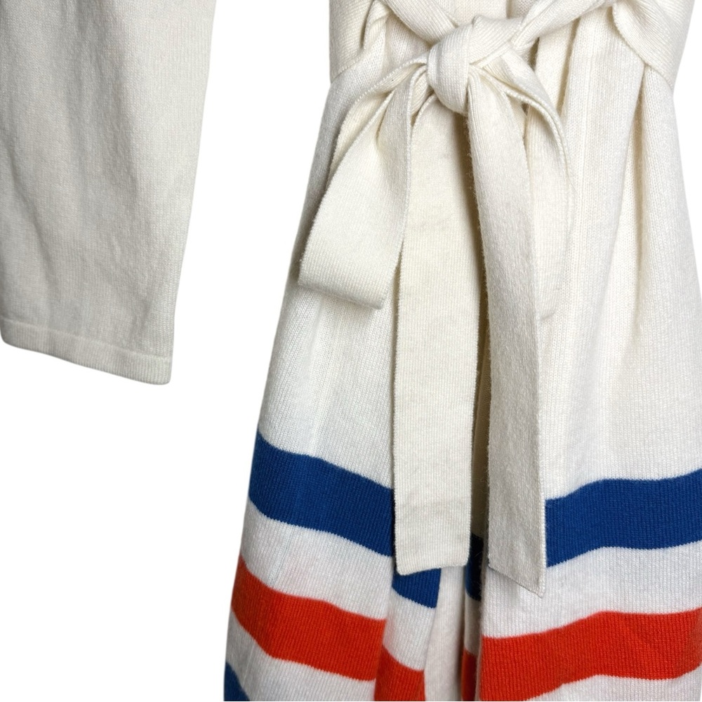 Brooklinen X Kule Cream Blue Red Plush Cashmere Wool Blend Robe - S/M - Picture 7 of 13